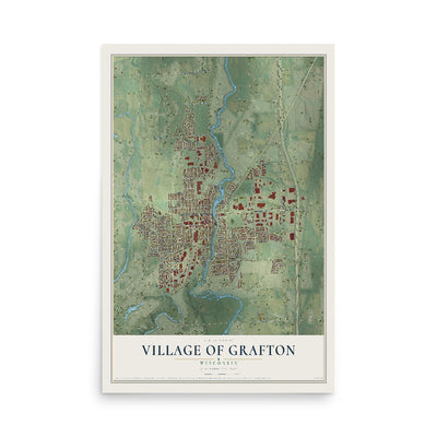 Map of Grafton, Wisconsin, 12 x 18 inch unframed archival matte print