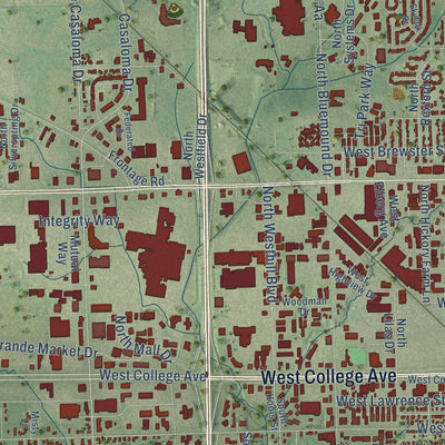 Close-up of the map of Grand Chute, Wisconsin print showing street and building detail