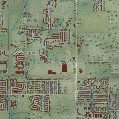 Second close-up of the map of Grand Chute, Wisconsin print showing more streets and buildings