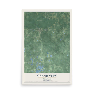 Map of Grand View, Wisconsin, 12 x 18 inch unframed archival matte print