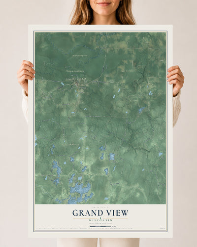 Map of Grand View, Wisconsin, 24 x 36 inch unframed archival matte print