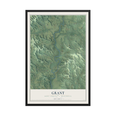 Map of Grant, Dunn County, Wisconsin, 12 x 18 inch print in a black wood frame