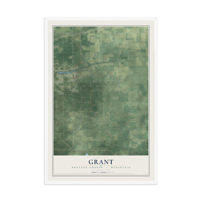Map of Grant, Portage County, Wisconsin, 12 x 18 inch print in a white wood frame