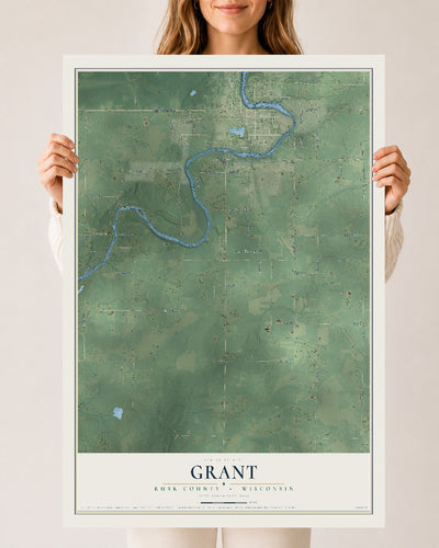 Map of Grant, Rusk County, Wisconsin, 24 x 36 inch unframed archival matte print