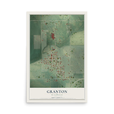 Map of Granton, Wisconsin, 12 x 18 inch unframed archival matte print