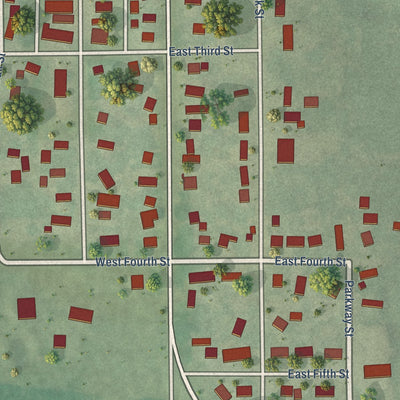 Close-up of the map of Granton, Wisconsin print showing street and building detail