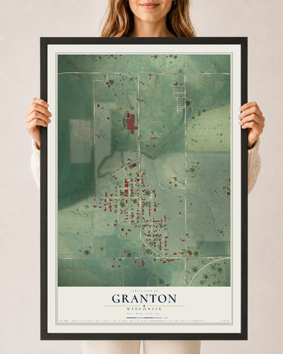 Map of Granton, Wisconsin, 24 x 36 inch print in a black wood frame