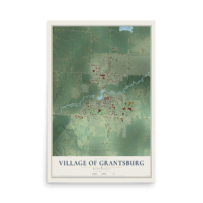 Map of Grantsburg, Wisconsin, 12 x 18 inch unframed archival matte print