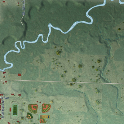 Second close-up of the map of Grantsburg, Wisconsin print showing more streets and buildings