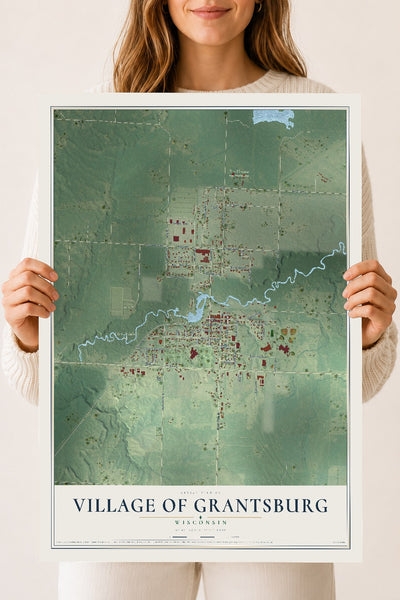 Map of Grantsburg, Wisconsin, 18 x 24 inch unframed archival matte print