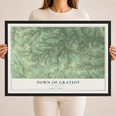 Map of the Town of Gratiot, Wisconsin, 18 x 24 inch print in a black wood frame