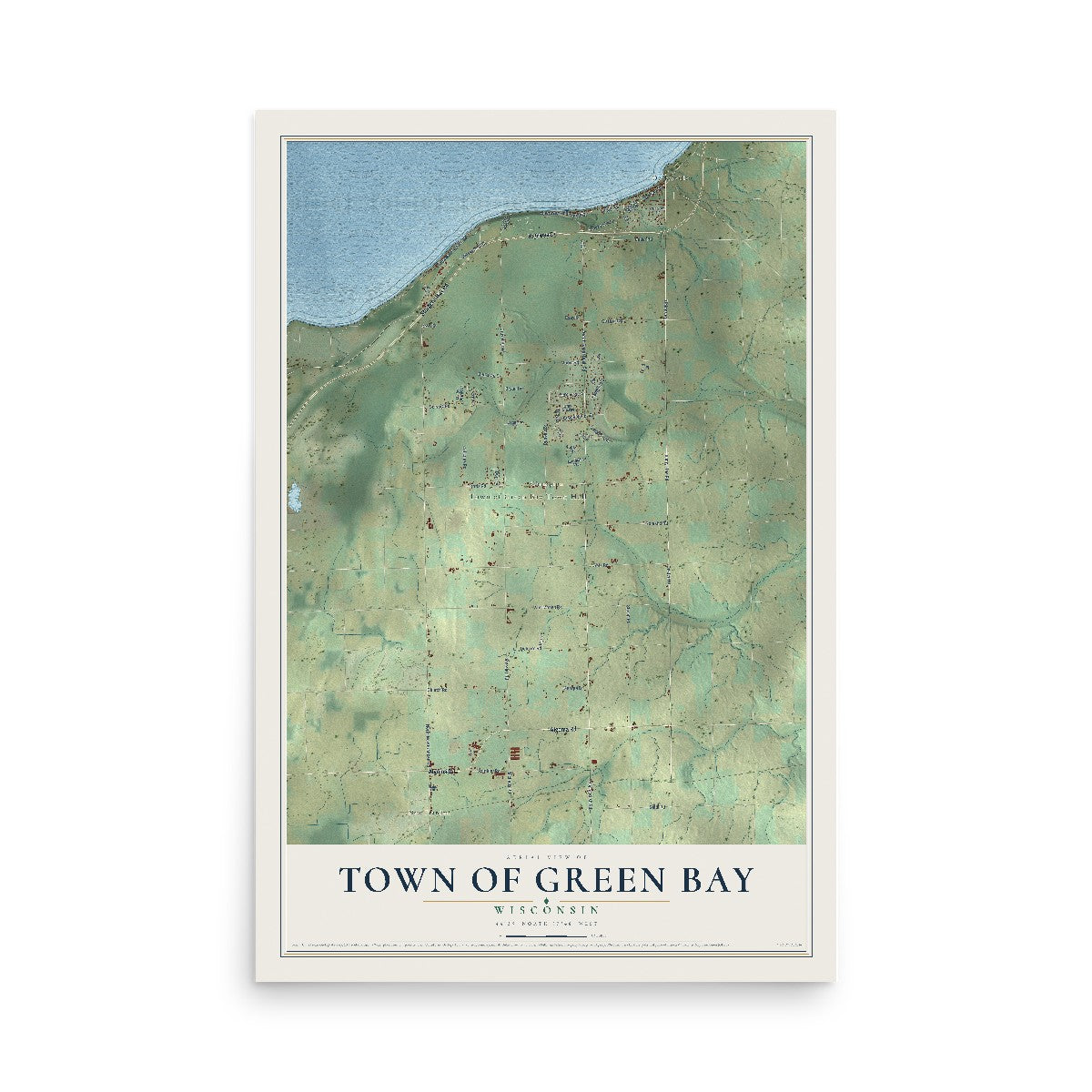 Map of the Town of Green Bay, Wisconsin, 12 x 18 inch unframed archival matte print