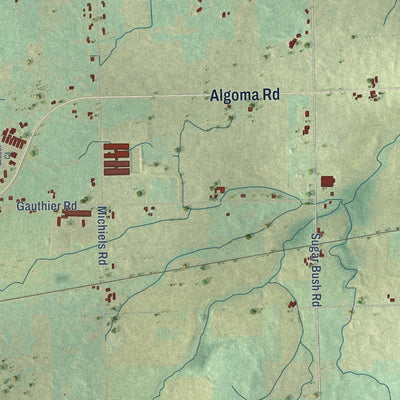 Second close-up of the map of the Town of Green Bay, Wisconsin print showing more streets and buildings