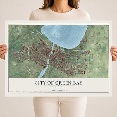 Map of Green Bay, Wisconsin, 18 x 24 inch unframed archival matte print