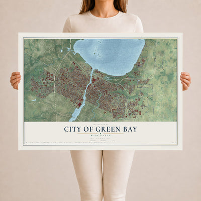 Map of Green Bay, Wisconsin, 24 x 36 inch unframed archival matte print
