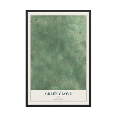 Map of Green Grove, Wisconsin, 12 x 18 inch print in a black wood frame