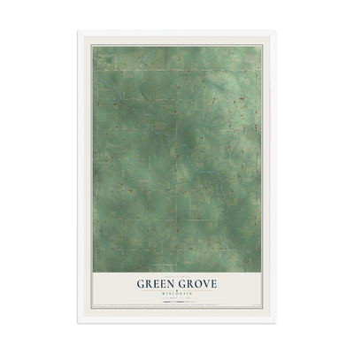 Map of Green Grove, Wisconsin, 12 x 18 inch print in a white wood frame