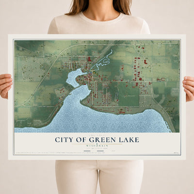 Map of Green Lake, Wisconsin, 18 x 24 inch unframed archival matte print