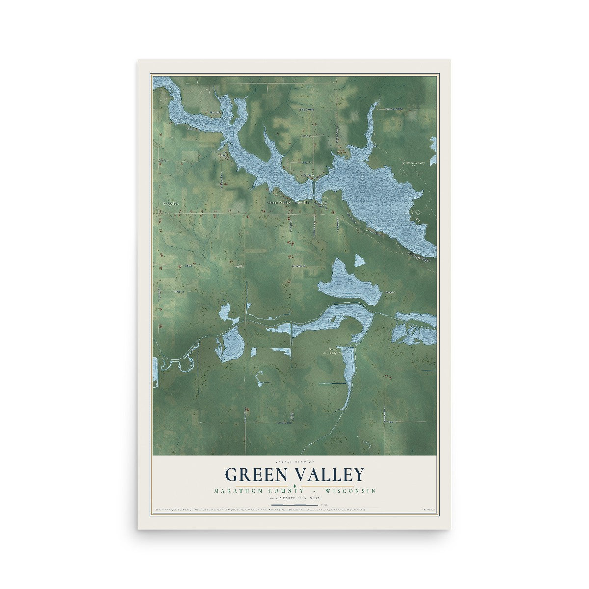 Map of Green Valley, Marathon County, Wisconsin, 12 x 18 inch unframed archival matte print