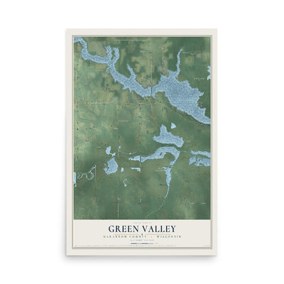 Map of Green Valley, Marathon County, Wisconsin, 12 x 18 inch unframed archival matte print