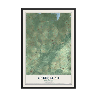 Map of Greenbush, Wisconsin, 12 x 18 inch print in a black wood frame