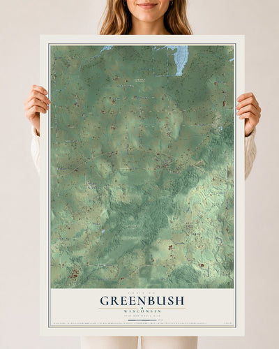 Map of Greenbush, Wisconsin, 24 x 36 inch unframed archival matte print