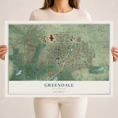 Map of Greendale, Wisconsin, 18 x 24 inch unframed archival matte print