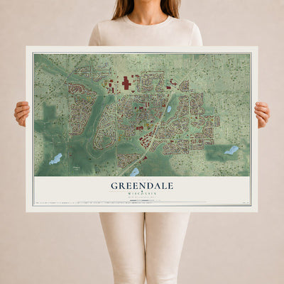 Map of Greendale, Wisconsin, 24 x 36 inch unframed archival matte print