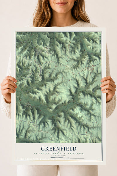 Map of Greenfield, La Crosse County, Wisconsin, 18 x 24 inch unframed archival matte print