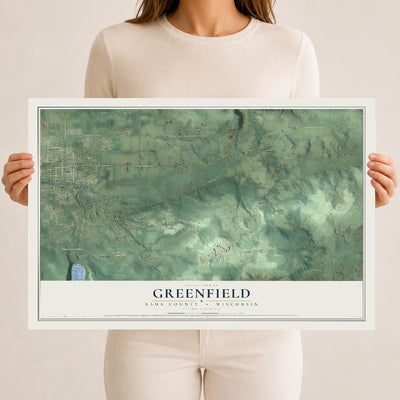 Map of Greenfield, Sauk County, Wisconsin, 12 x 18 inch unframed archival matte print