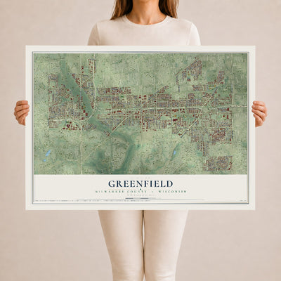 Map of Greenfield, Milwaukee County, Wisconsin, 24 x 36 inch unframed archival matte print