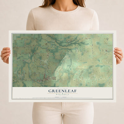 Map of Greenleaf, Wisconsin, 12 x 18 inch unframed archival matte print
