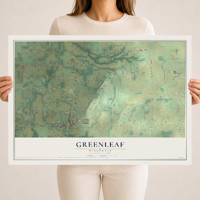 Map of Greenleaf, Wisconsin, 18 x 24 inch unframed archival matte print