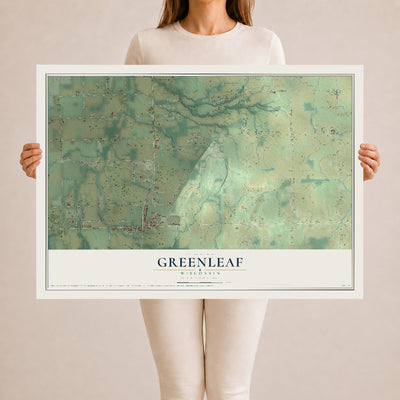 Map of Greenleaf, Wisconsin, 24 x 36 inch unframed archival matte print