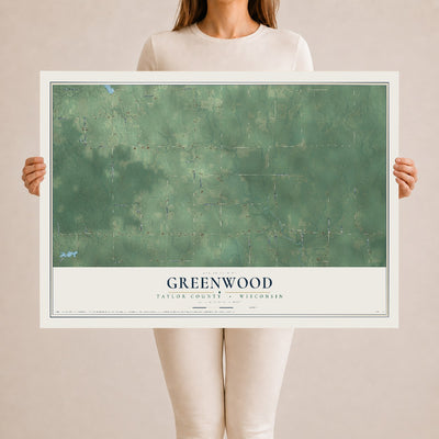 Map of Greenwood, Taylor County, Wisconsin, 24 x 36 inch unframed archival matte print