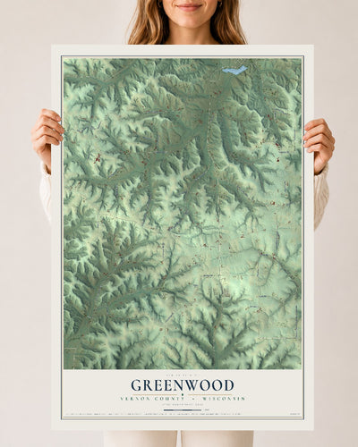 Map of Greenwood, Vernon County, Wisconsin, 24 x 36 inch unframed archival matte print