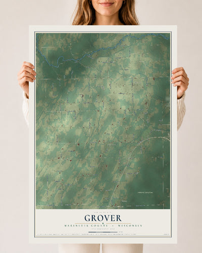 Map of Grover, Marinette County, Wisconsin, 24 x 36 inch unframed archival matte print
