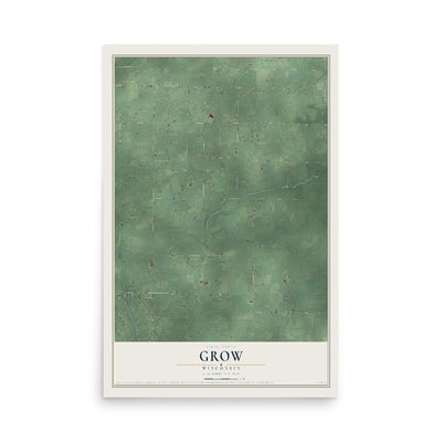 Map of Grow, Wisconsin, 12 x 18 inch unframed archival matte print