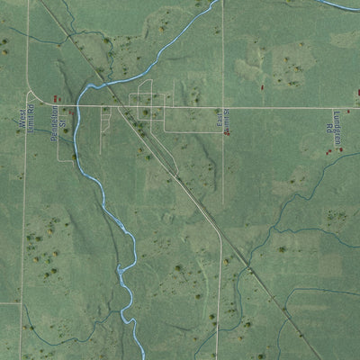 Close-up of the map of Grow, Wisconsin print showing street and building detail