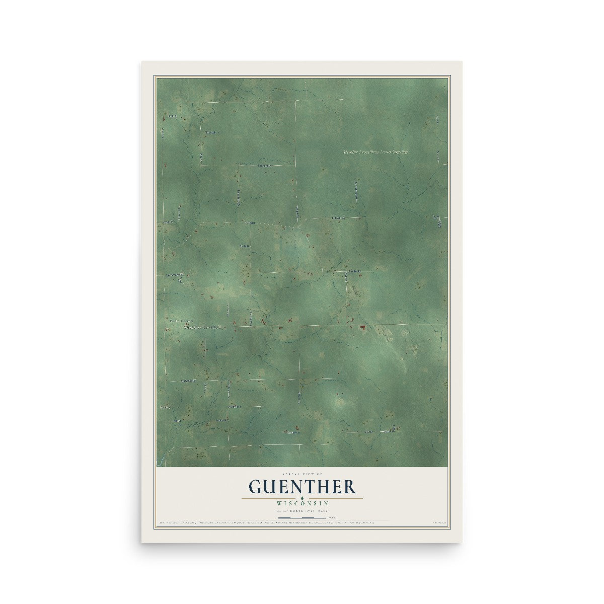 Map of Guenther, Wisconsin, 12 x 18 inch unframed archival matte print