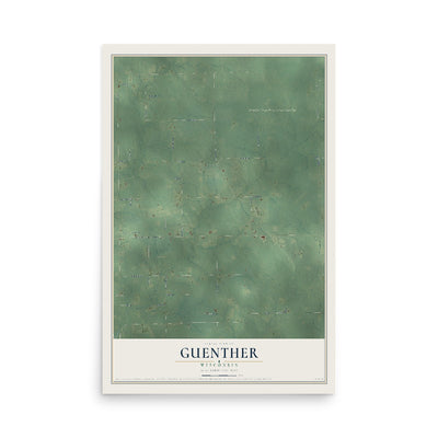 Map of Guenther, Wisconsin, 12 x 18 inch unframed archival matte print
