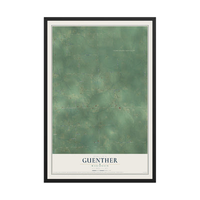 Map of Guenther, Wisconsin, 12 x 18 inch print in a black wood frame