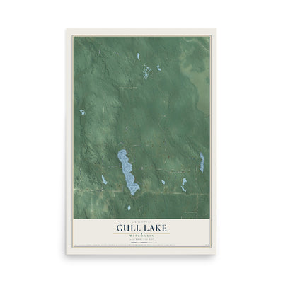Map of Gull Lake, Wisconsin, 12 x 18 inch unframed archival matte print