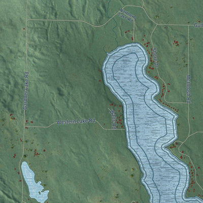 Close-up of the map of Gull Lake, Wisconsin print showing street and building detail