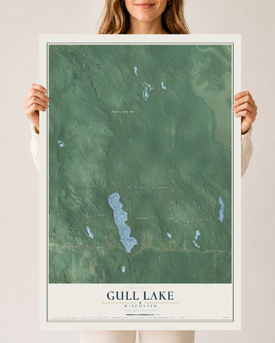 Map of Gull Lake, Wisconsin, 24 x 36 inch unframed archival matte print