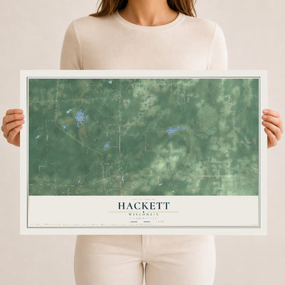 Map of Hackett, Wisconsin, 12 x 18 inch unframed archival matte print