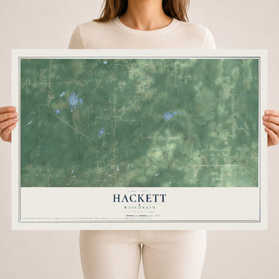 Map of Hackett, Wisconsin, 18 x 24 inch unframed archival matte print