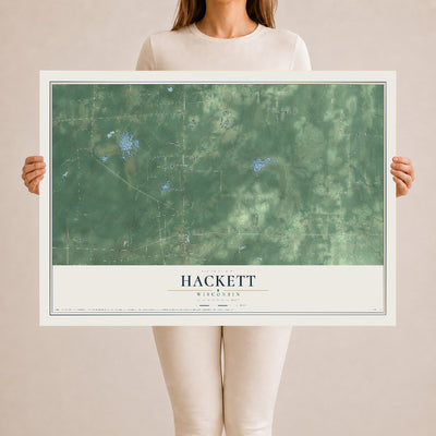 Map of Hackett, Wisconsin, 24 x 36 inch unframed archival matte print