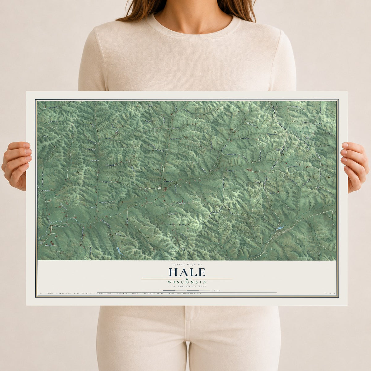 Map of Hale, Wisconsin, 12 x 18 inch unframed archival matte print