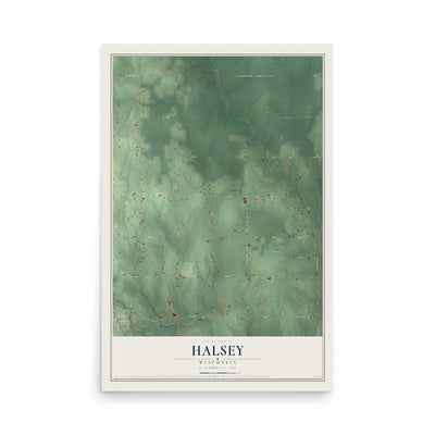 Map of Halsey, Wisconsin, 12 x 18 inch unframed archival matte print